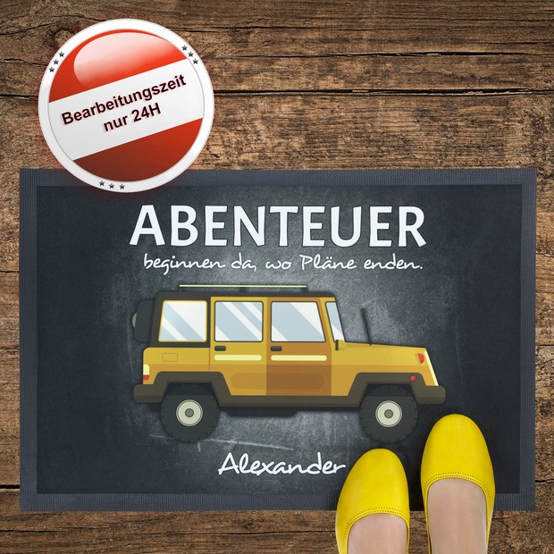 Unikatolo Fußmatte Motiv Offroad mit Name personalisiert