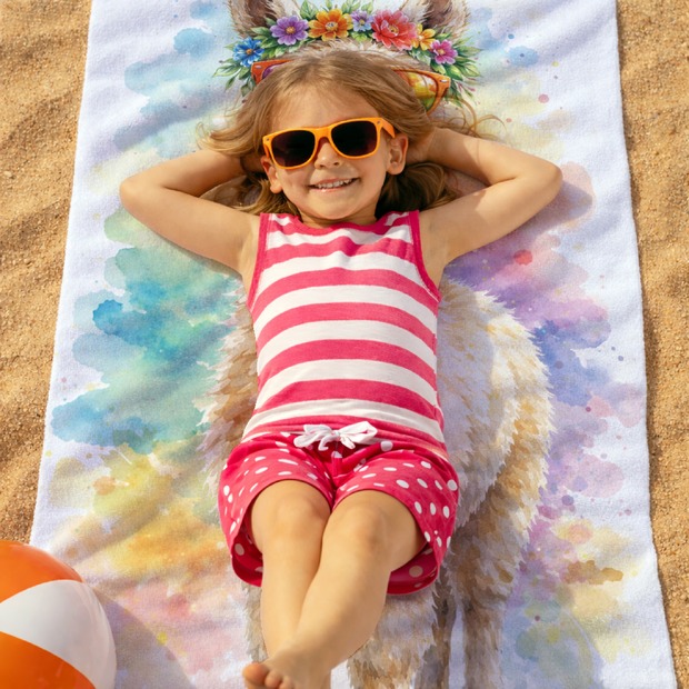 Unikatolo Kinder Handtuch Alpaka mit Name personalisiert