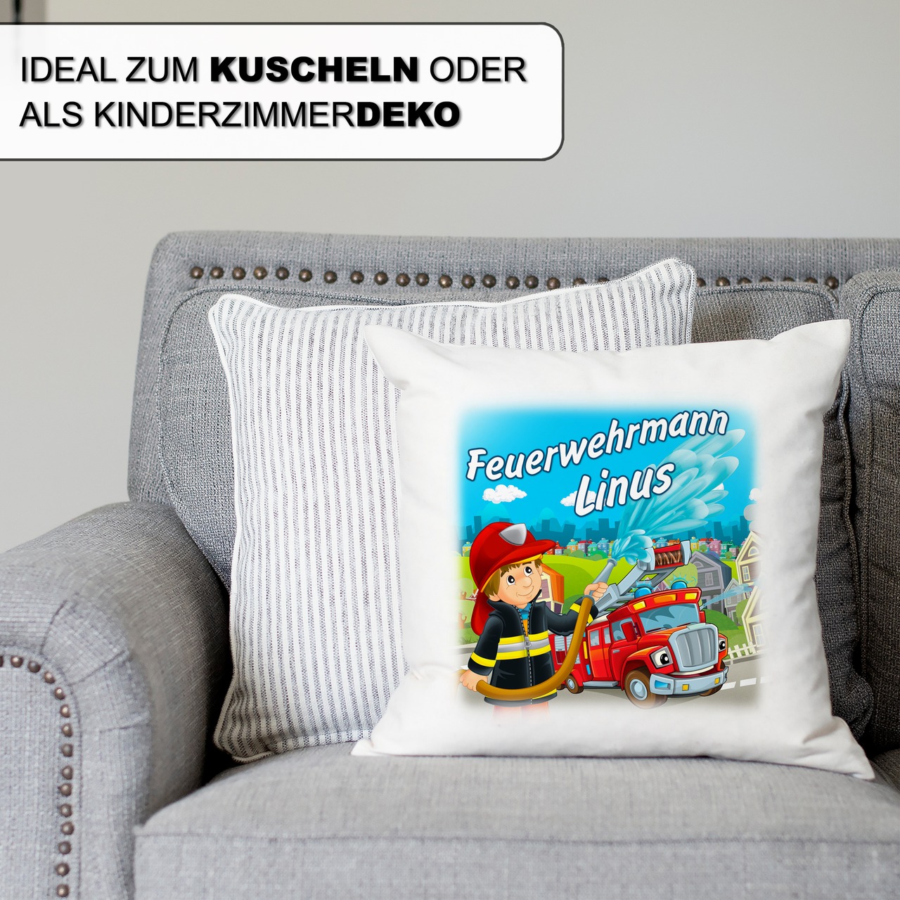 Unikatolo Feuerwehr-Kissen mit Name personalisiert