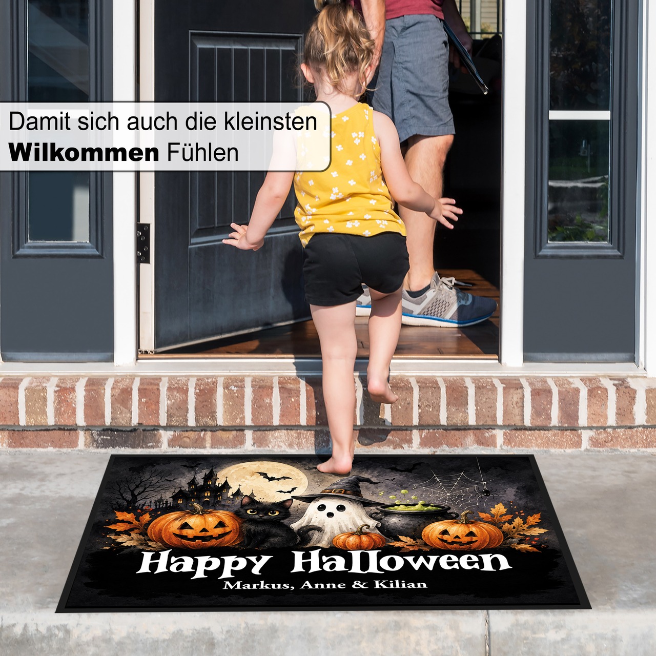 Unikatolo Fußmatte Motiv Halloween 3 mit Name personalisiert