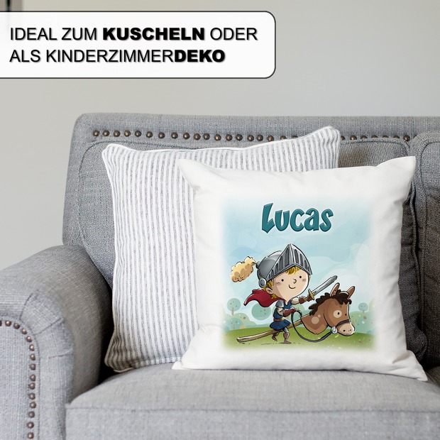 Unikatolo Kissen Motiv Ritter mit Name personalisiert