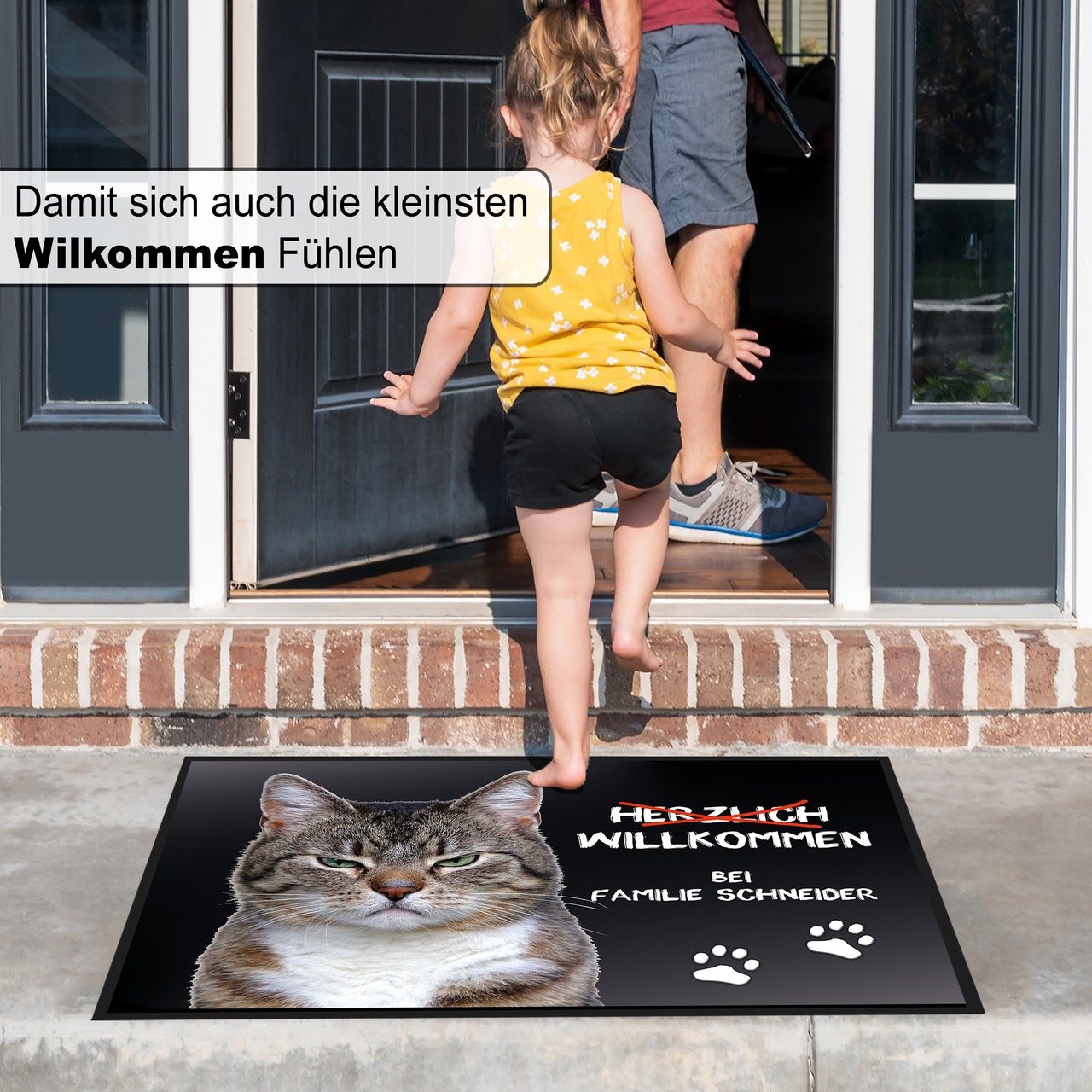 Unikatolo Fußmatte Motiv Miezepeter mit Name personalisiert