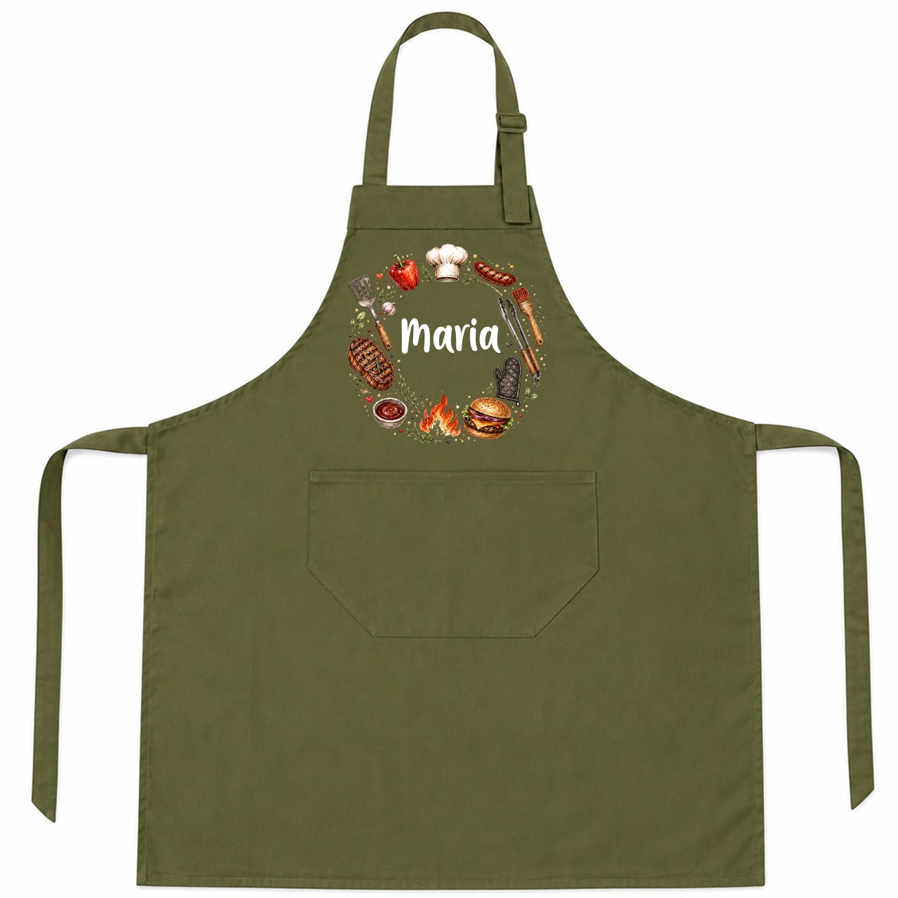 Unikatolo Grillschürze BBQ mit Name personalisiert | OLIVE