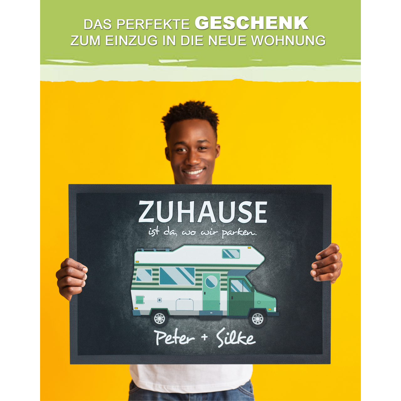 Unikatolo Fußmatte Motiv Wohnmobil mit Name personalisiert