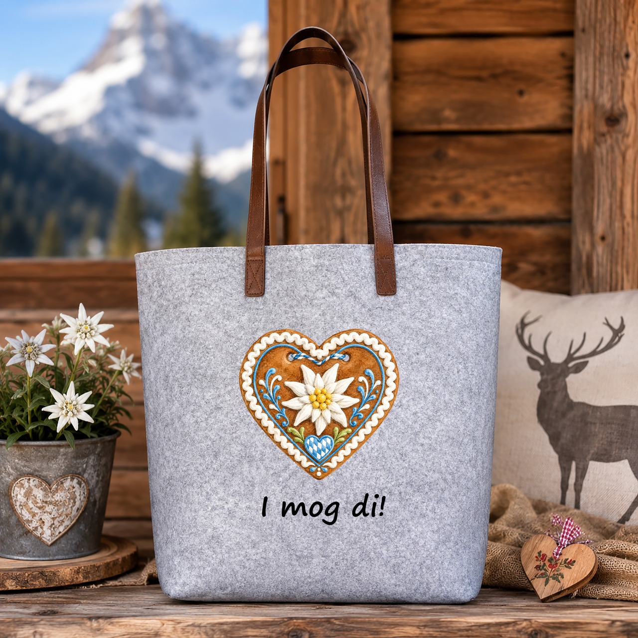 Unikatolo personalisierte Filztasche Lebkuchenherz mit Wunschtext