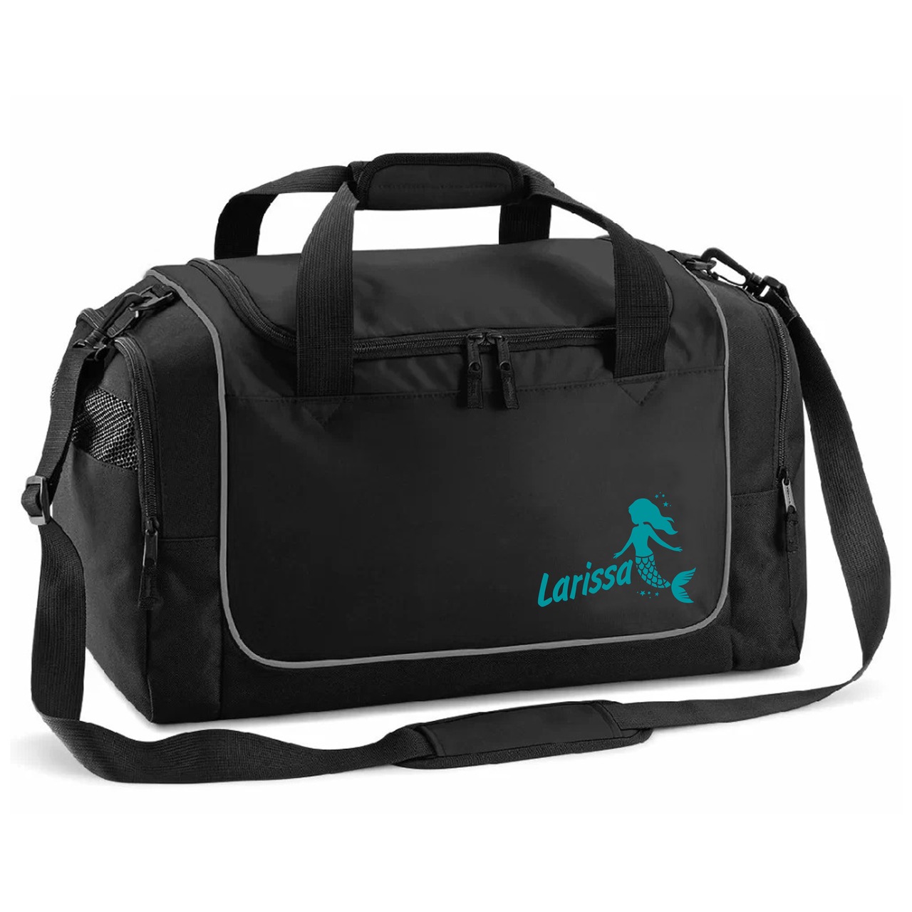 Unikatolo Sporttasche Meerjungfrau mit Name personalisiert | Schwarz