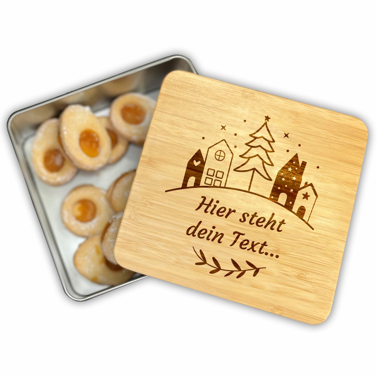 Unikatolo Personalisierte Keksdose mit Gravur (Häuser)