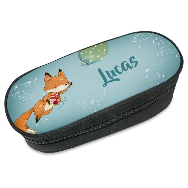 Unikatolo Federmäppchen Fuchs mit Name personalisiert | türkis