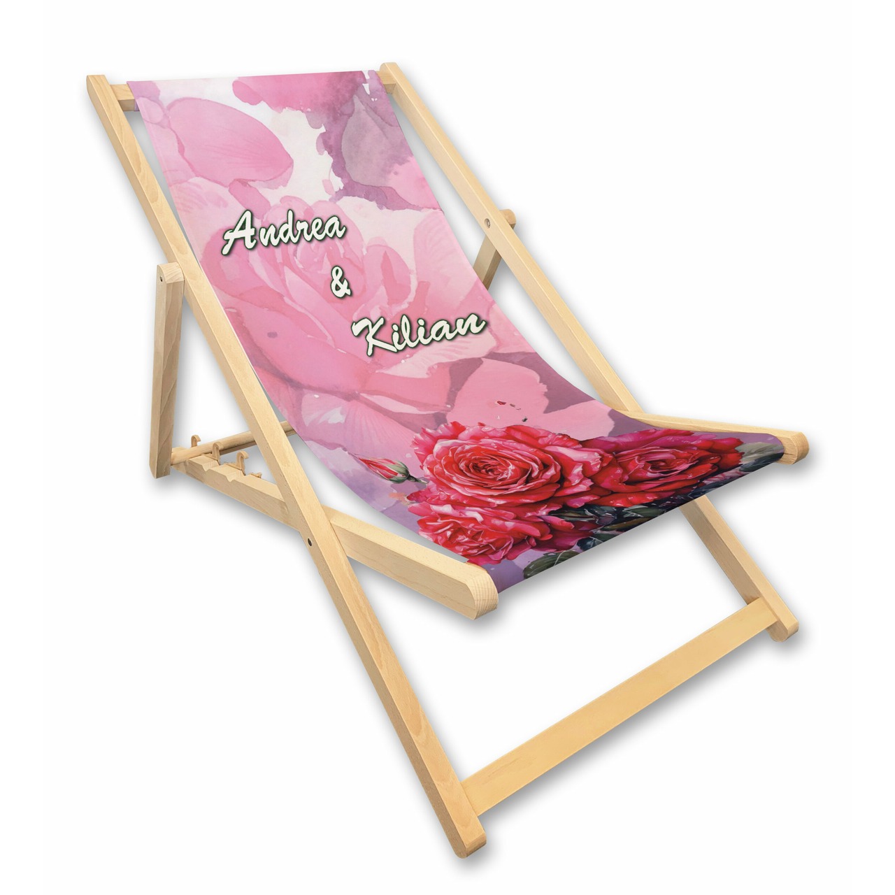 Unikatolo Liegestuhl mit Name personalisiert | Valentinstag Rosen