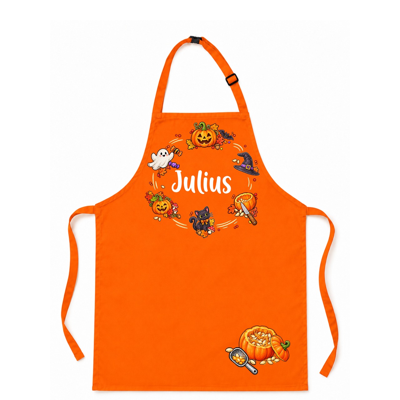 Unikatolo Kinderschürze HALLOWEEN mit Name personalisiert | SCHWARZ