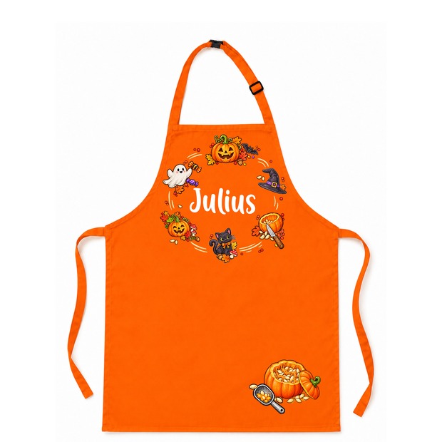 Unikatolo Kinderschürze HALLOWEEN mit Name personalisiert | SCHWARZ