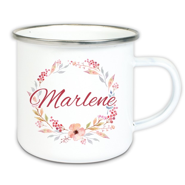 Unikatolo Emailletasse Motiv Blumenranke