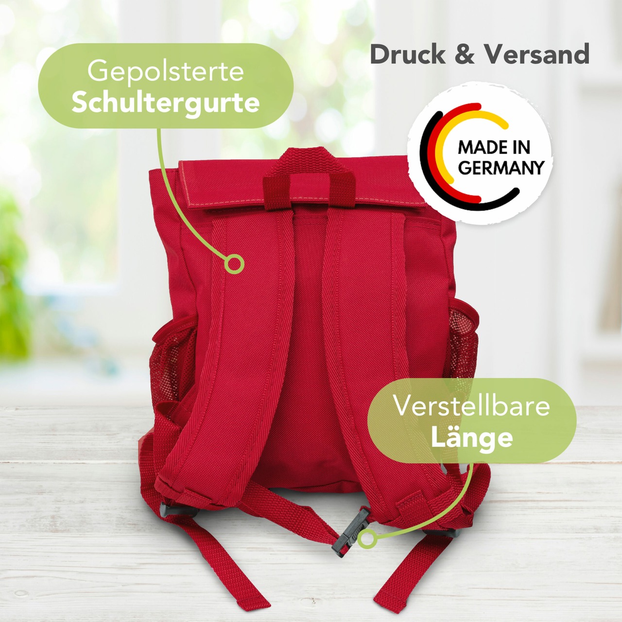 Unikatolo Kindergartenrucksack Traktor mit Name | rot