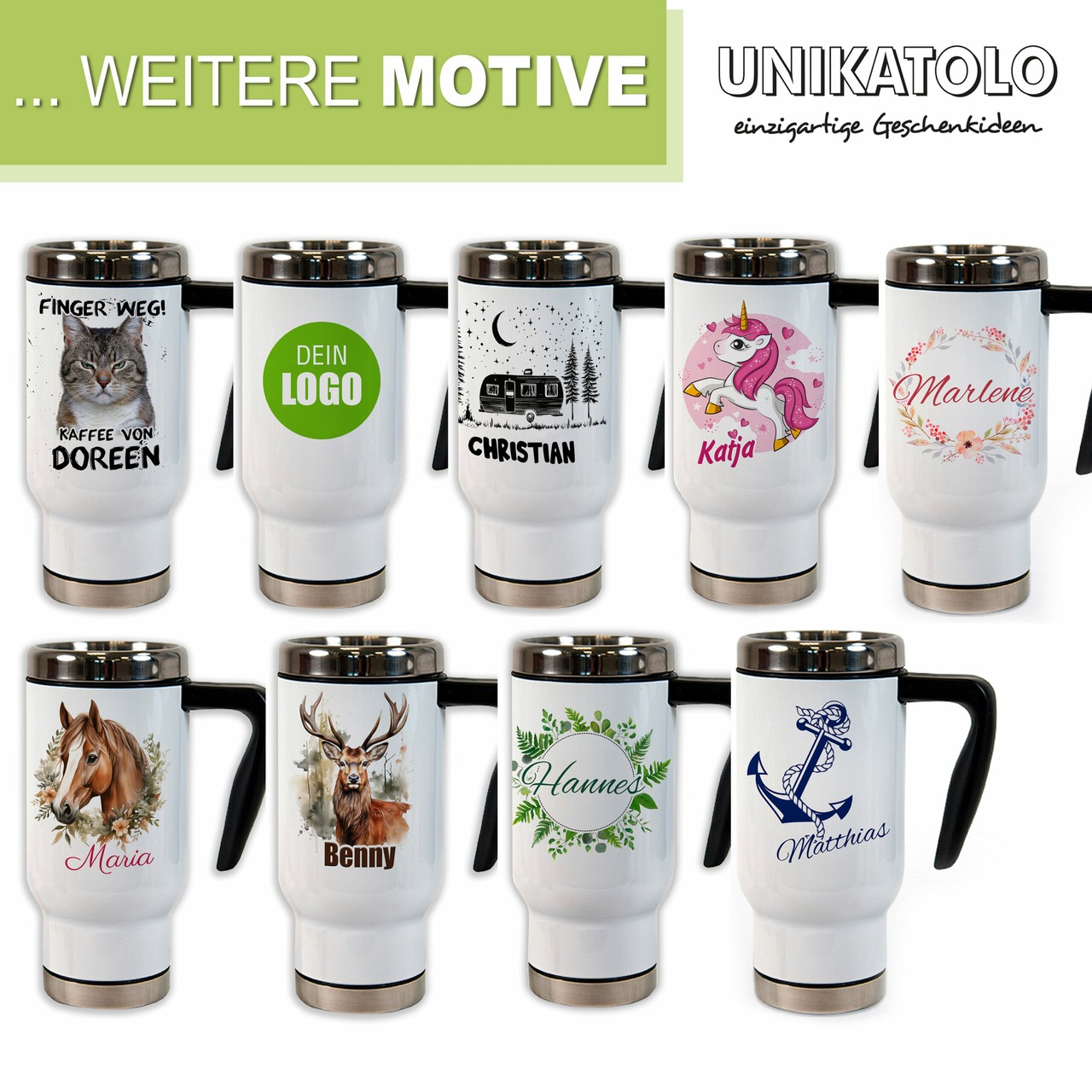 Unikatolo Thermobecher mit Name personalisiert | Hirsch