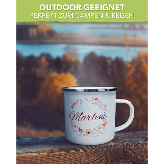 Unikatolo Emailletasse Motiv Blumenranke