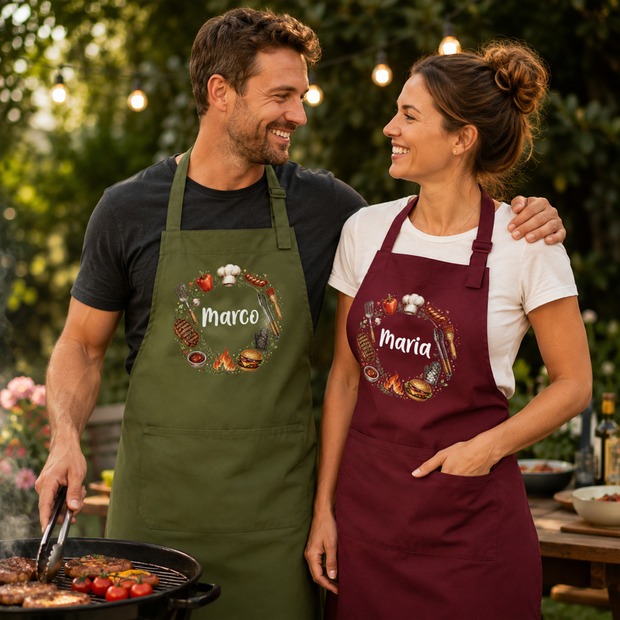 Unikatolo Grillschürze BBQ mit Name personalisiert | OLIVE