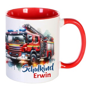 Unikatolo Tasse Schulkind Feuerwehr und Name personalisiert