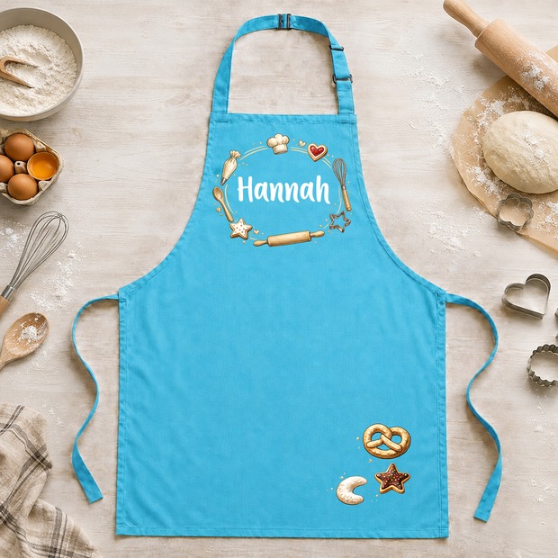 Unikatolo Kinderschürze BACKEN mit Name personalisiert | HELLBLAU