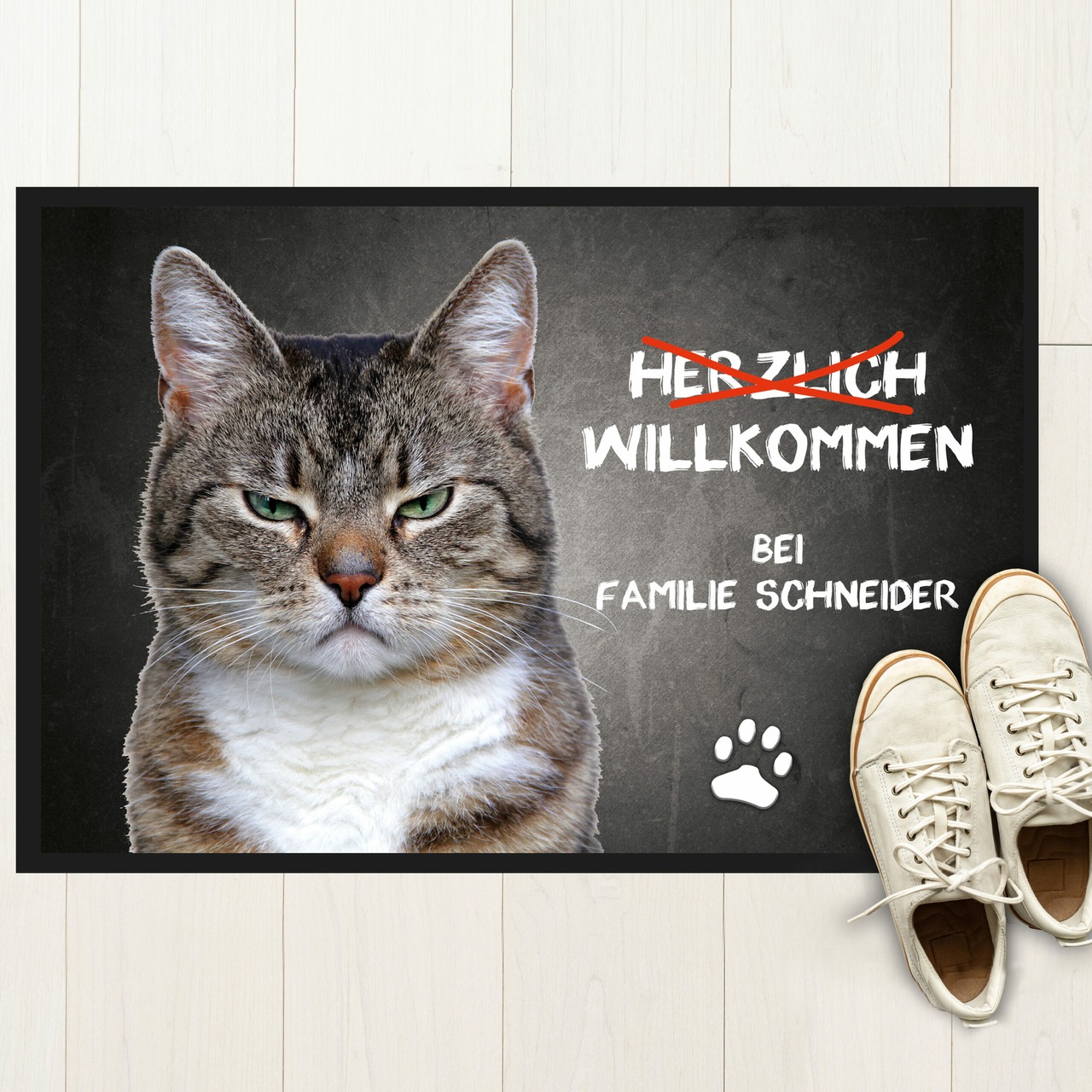 Unikatolo Fußmatte Motiv Miezepeter mit Name personalisiert