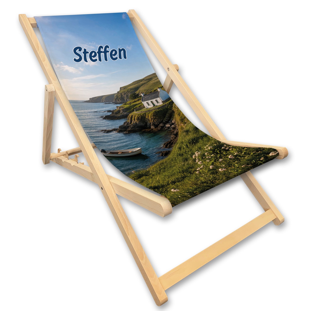 Unikatolo Liegestuhl mit Küstenmotiv und Name personalisiert | Irland