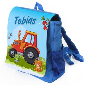 Unikatolo Kindergartenrucksack Traktor mit Name | rot