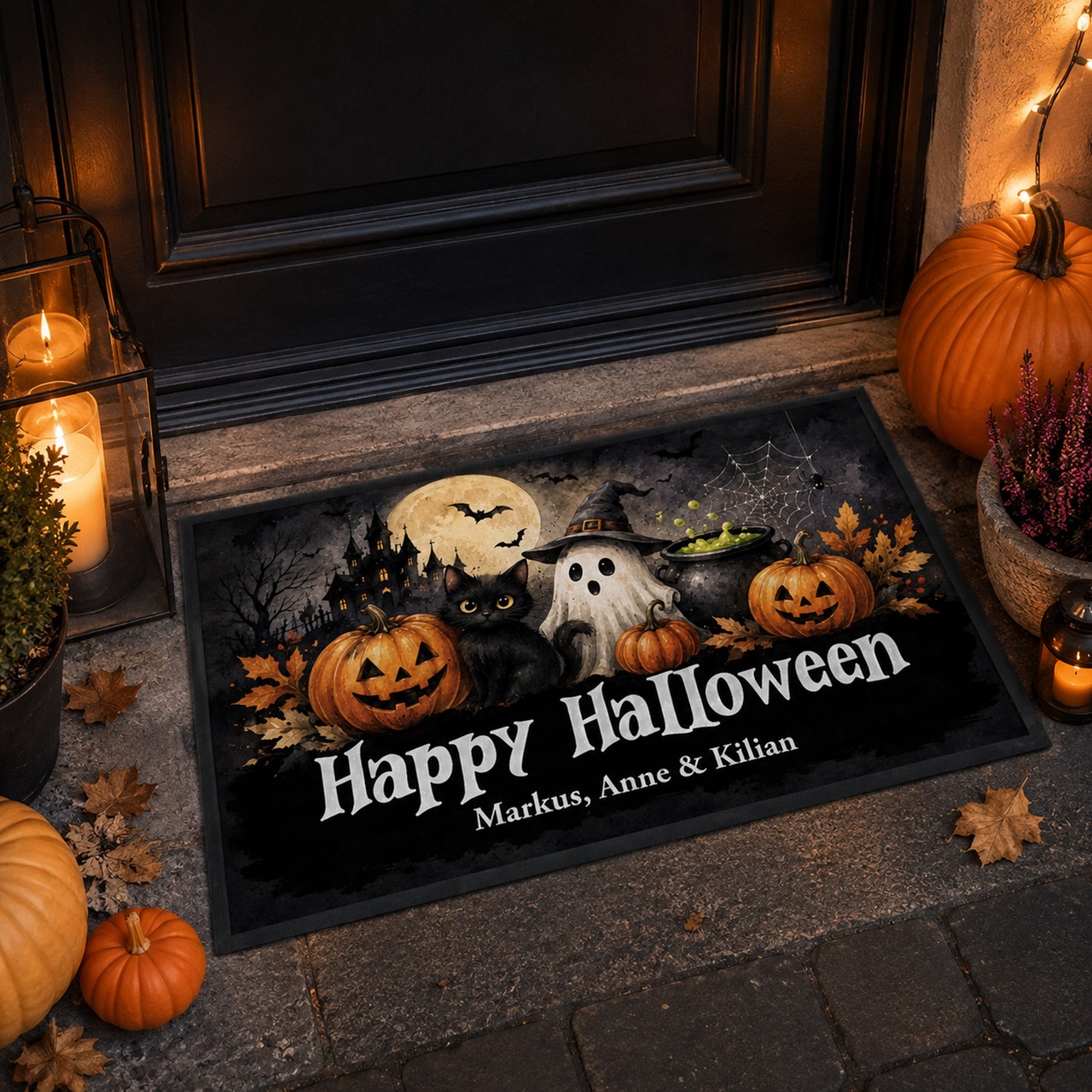 Unikatolo Fußmatte Motiv Halloween 3 mit Name personalisiert