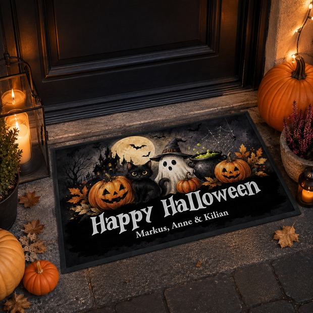 Unikatolo Fußmatte Motiv Halloween 3 mit Name personalisiert