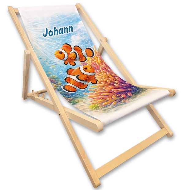 Kinderliegestuhl Fische mit Name personalisiert