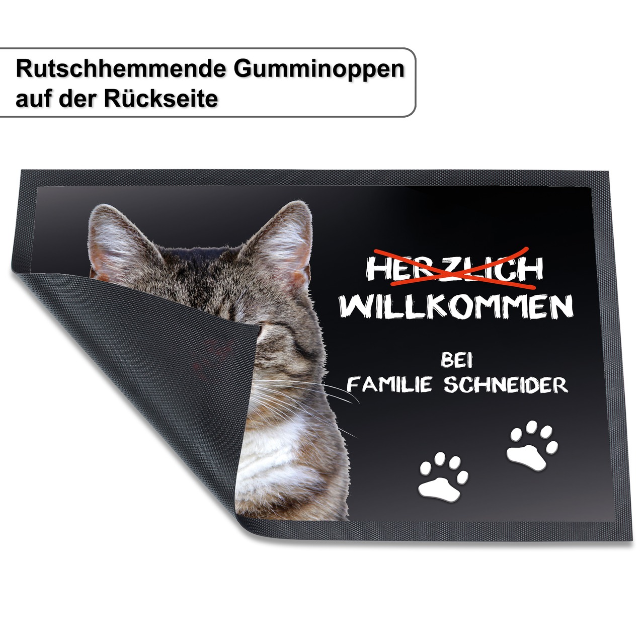 Unikatolo Fußmatte Motiv Miezepeter mit Name personalisiert