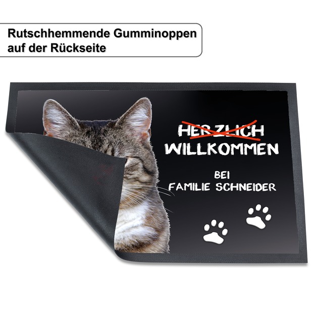 Unikatolo Fußmatte Motiv Miezepeter mit Name personalisiert