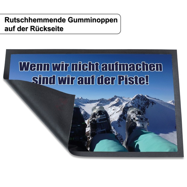 Unikatolo Fußmatte Motiv Skipiste mit Name personalisiert
