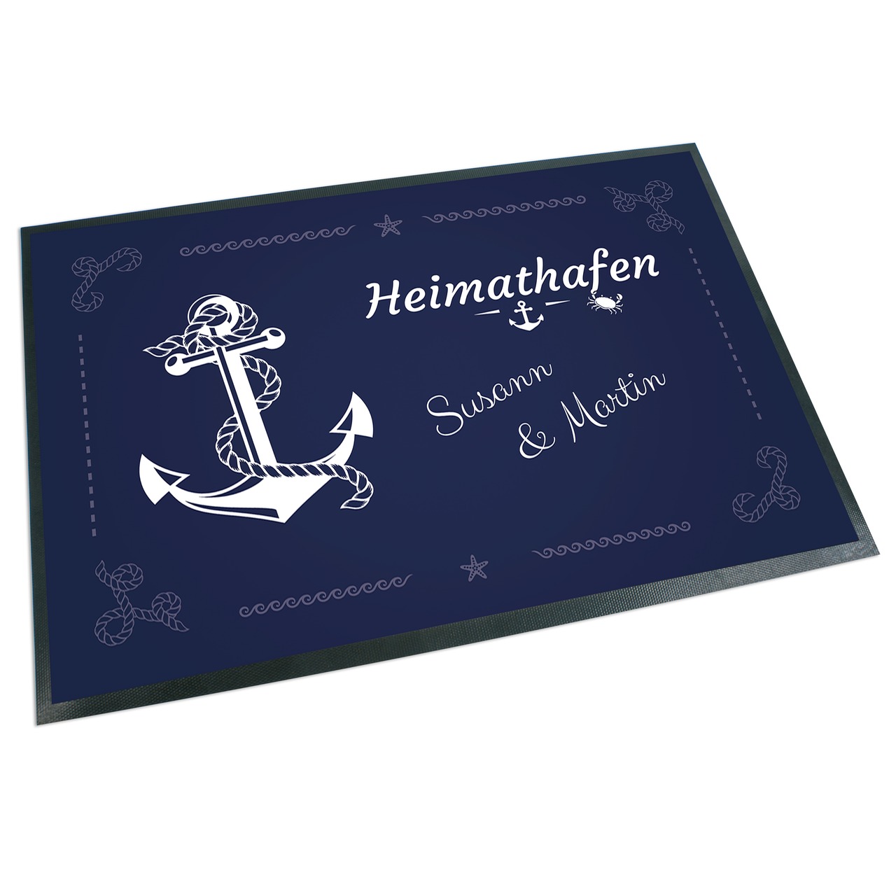 Unikatolo Fußmatte Anker Heimathafen mit Name personalisiert