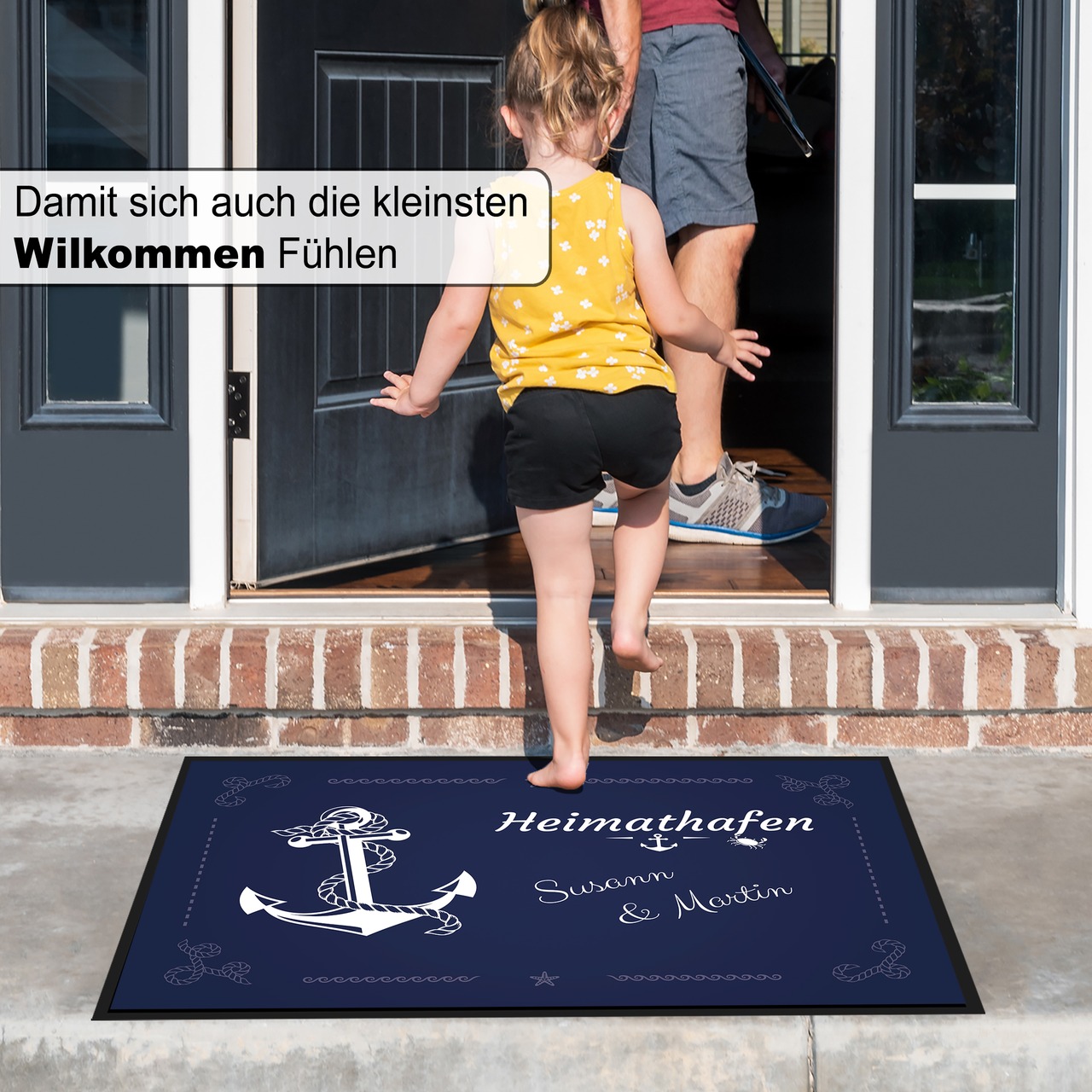Unikatolo Fußmatte Anker Heimathafen mit Name personalisiert