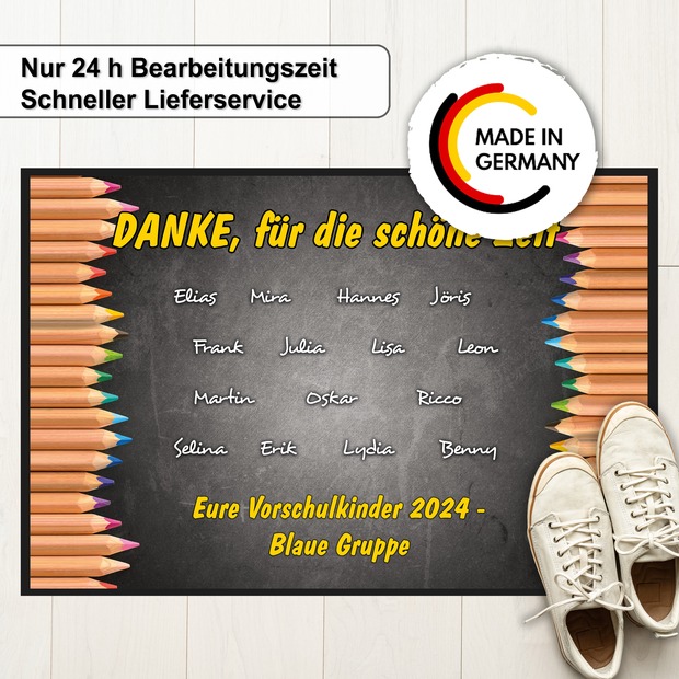 Unikatolo Fußmatte Motiv STIFTE Kita