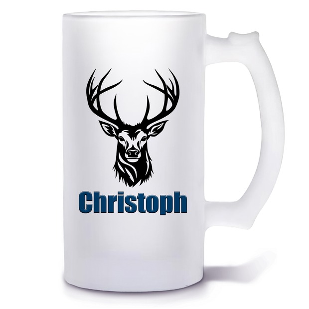 Unikatolo Bierkrug mit Name personalisiert - Hirsch1