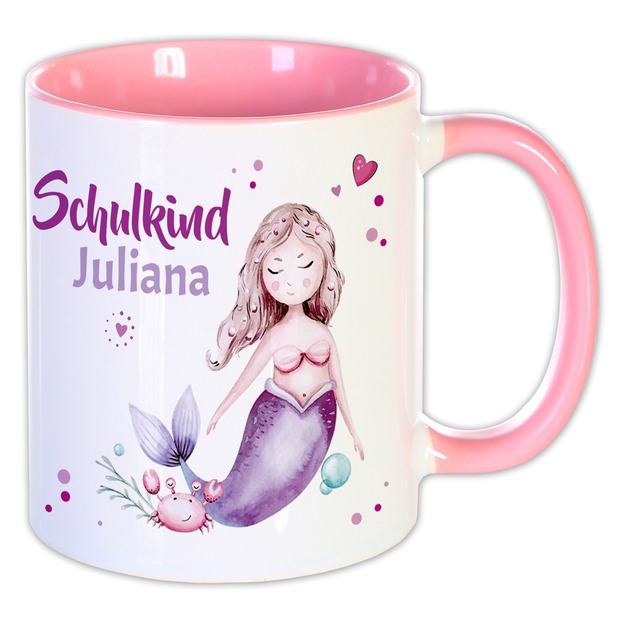 Unikatolo Tasse Schulkind Meerjungfrau mit Name personalisiert