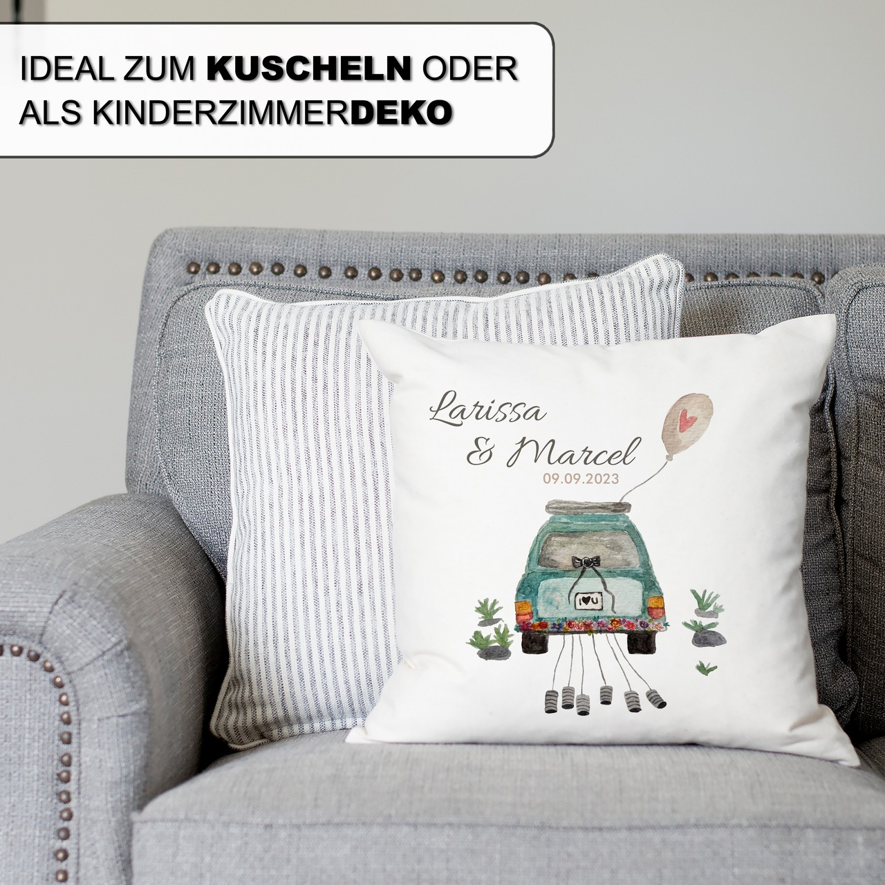 Unikatolo Kissen Motiv Hochzeit mit Namen personalisiert