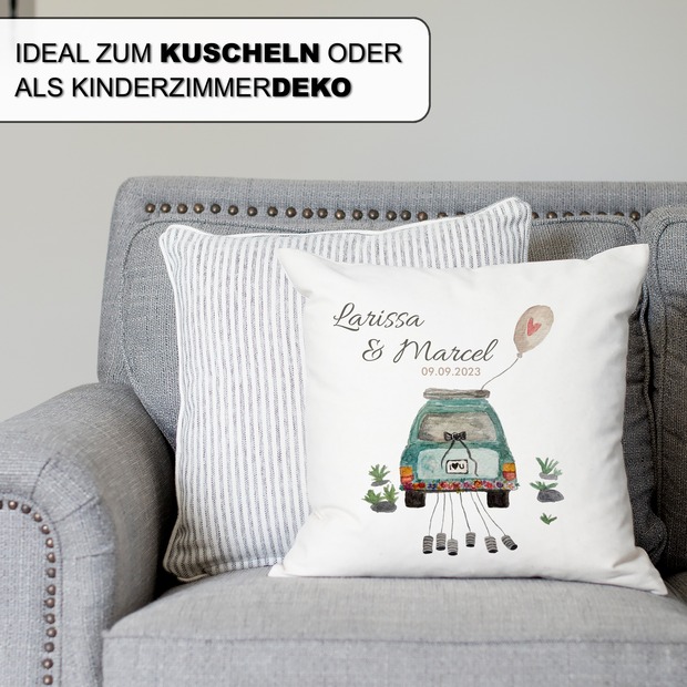 Unikatolo Kissen Motiv Hochzeit mit Namen personalisiert