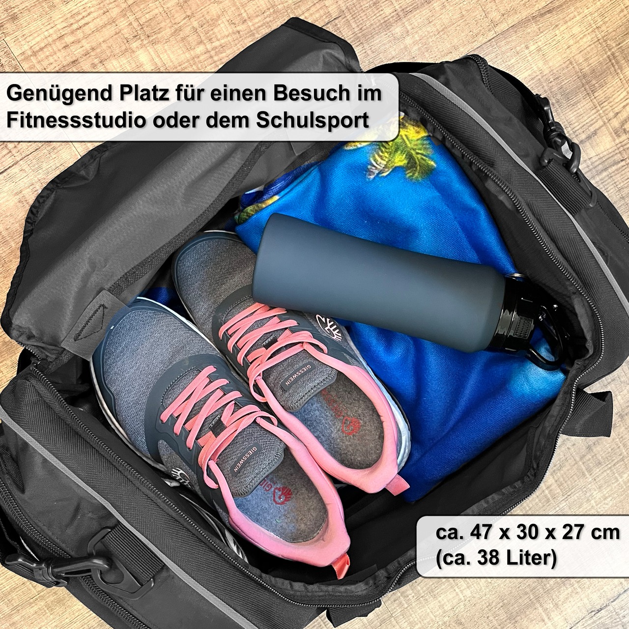 Unikatolo Sporttasche Einhorn mit Name personalisiert | Schwarz