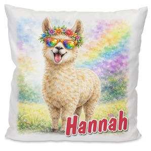 Personalisiertes Kissen mit Alpaka und Name bedruckt