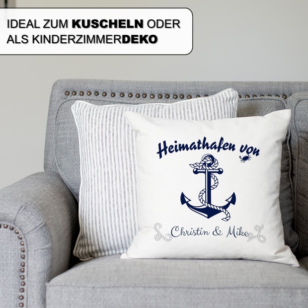 Unikatolo Kissen Motiv Anker mit Name personalisiert