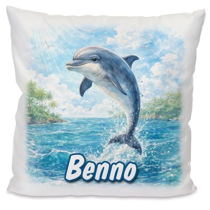 Personalisiertes Kissen mit Delfin und Name bedruckt
