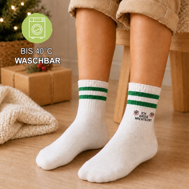 Weihnachtssocken Ich hasse Wichteln mit Name personalisiert