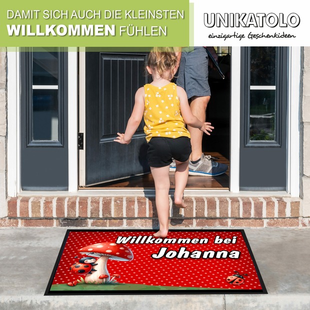 Unikatolo Fußmatte Kinderzimmer Marienkäfer Name personalisiert
