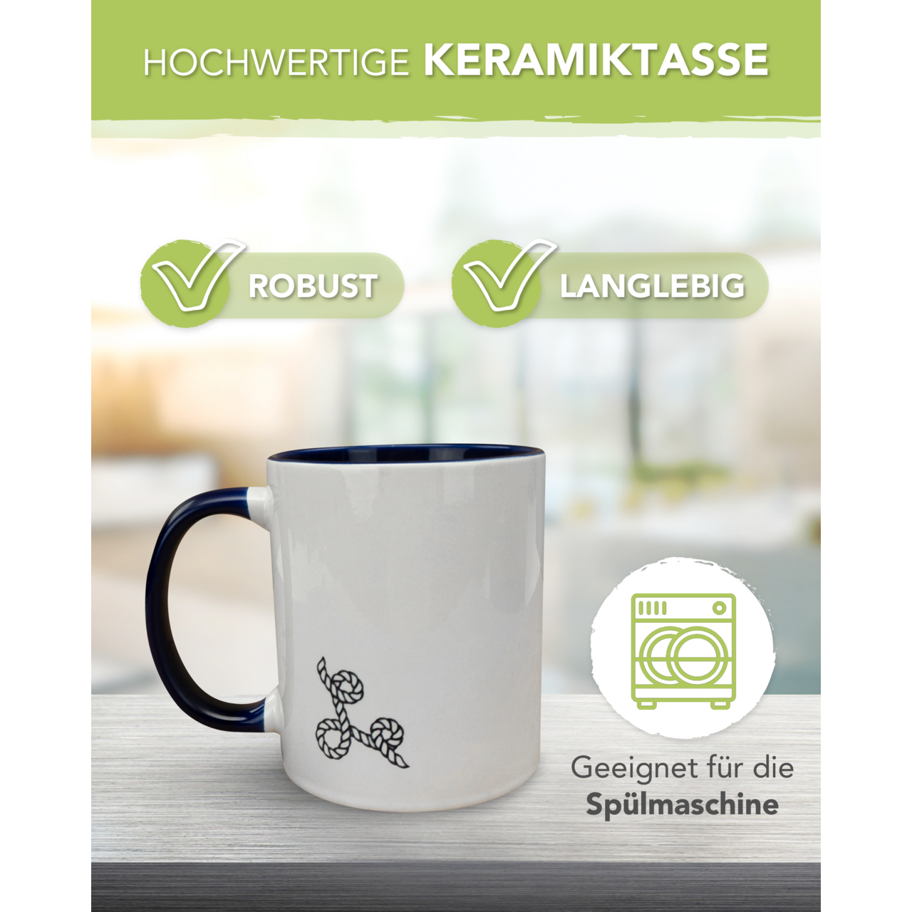 Unikatolo Tasse mit Name personalisiert Motiv Anker