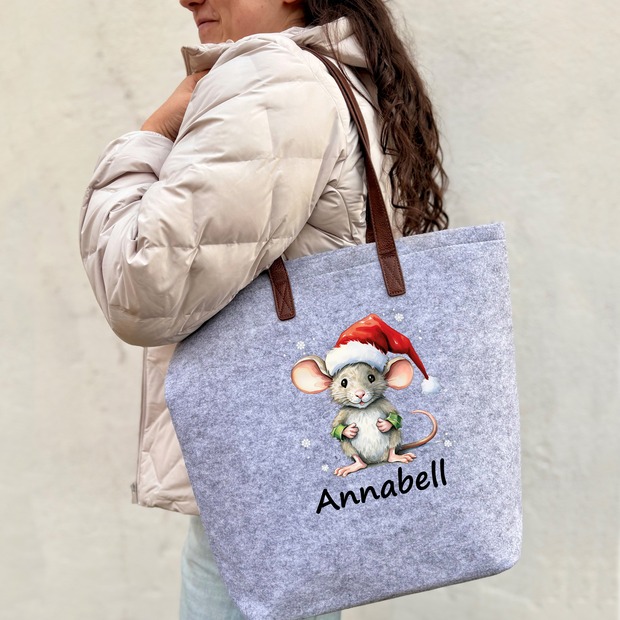 Unikatolo personalisierte Filztasche Maus mit Wunschtext