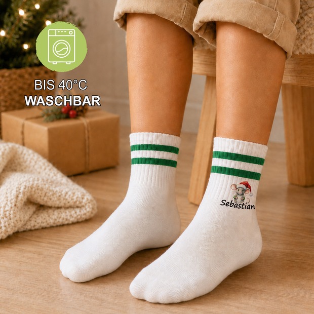 Weihnachtssocken Weihnachtsmaus mit Name