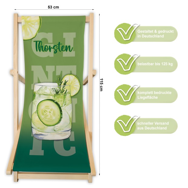 Unikatolo Liegestuhl GIN TONIC mit Name personalisiert