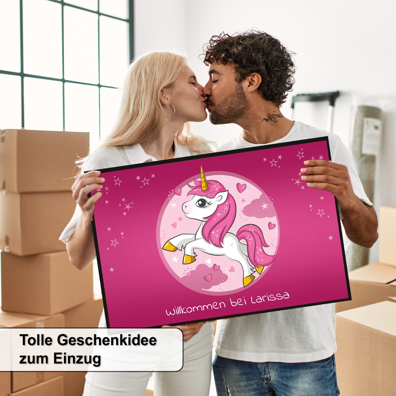 Unikatolo Fußmatte Kinderzimmer Einhorn mit Name personalisiert