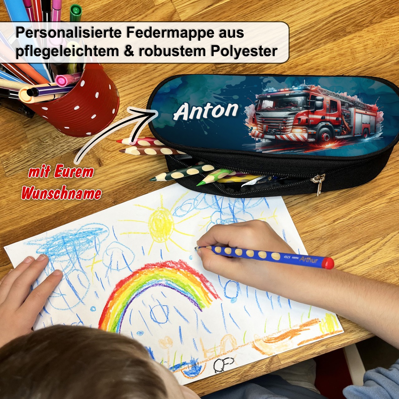 Unikatolo Federmäppchen Feuerwehr mit Name personalisiert